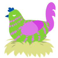 A grass and orchid chicken with a bar pattern