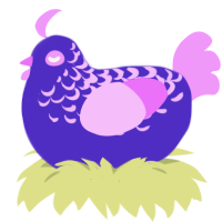 Emmett, a indigo and lavender chicken with a half-lace pattern