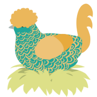 A turquoise and honey chicken with a double-lace pattern