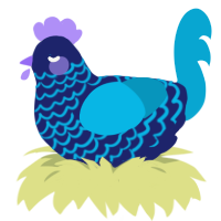 Bluescale, a navy and cerulean chicken with a lace pattern