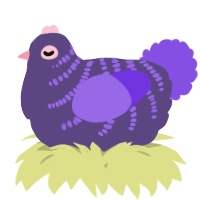 A overcast and blurple chicken with a half-bar pattern