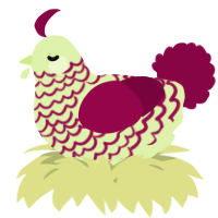 A apple and maroon chicken with a lace pattern