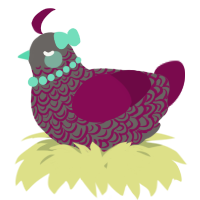 A grey and wine chicken with a double-lace pattern