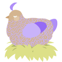 A beige and lilac chicken with a double-lace pattern