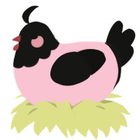 Rosie, a rose and black chicken with a head pattern