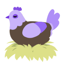 A bark and lilac chicken with a head pattern