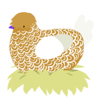 A gold and white chicken with a double-lace pattern