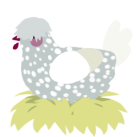 A silver and white chicken with a speckle pattern