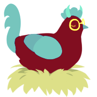 A maroon and sky chicken