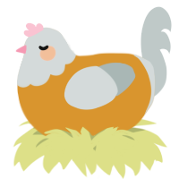 A orange and silver chicken with a head pattern