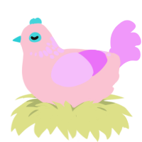 tennis ball, a rose and lavender chicken with a neck-speckle pattern