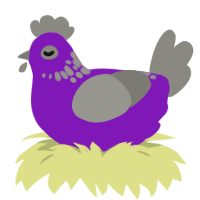 Asher, a violet and ash chicken with a neck-speckle pattern