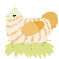 A cream and honey chicken with a bar pattern