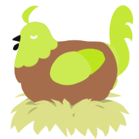 A brown and lime chicken with a head pattern
