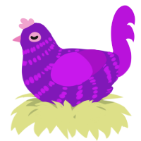 A violet and amethyst chicken with a bar pattern
