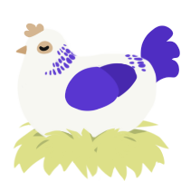 A white and indigo chicken with a neck-band pattern