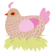 A beige and pink chicken with a lace pattern