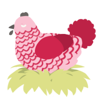 A rose and crimson chicken with a lace pattern