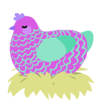 A orchid and mint chicken with a lace pattern
