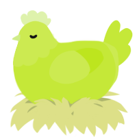 A lime chicken with a head pattern