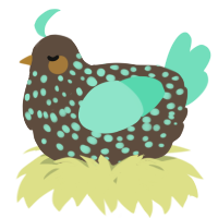 A bark and mint chicken with a speckle pattern