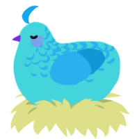 Aquarius, a aqua and sky chicken with a half-lace pattern