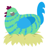 A spring and sky chicken with a bar pattern