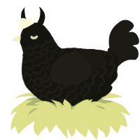 The Long Quiet, a black and sable chicken with a lace pattern