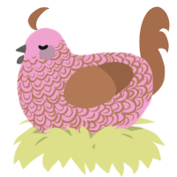 A pink and brown chicken with a double-lace pattern