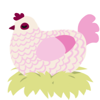 A cream and pink chicken with a lace pattern