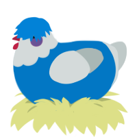 Blue Razzberry, a sapphire and silver chicken with a head pattern