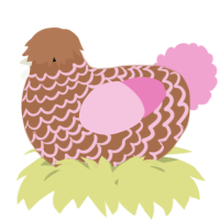 A brown and pink chicken with a lace pattern