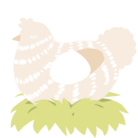 A cream chicken with a bar pattern