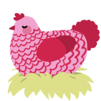 Strawberry Syrup, a pink and crimson chicken with a lace pattern