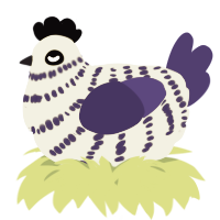 A navy and lime chicken with a bar pattern