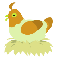A apple and ochre chicken with a head pattern