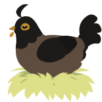 A bark and sable chicken with a head pattern