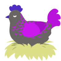 Orbeez, a grey and amethyst chicken with a half-lace pattern