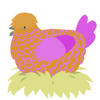 A orange and orchid chicken with a lace pattern