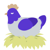 A mist and indigo chicken with a head pattern