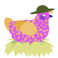 A orchid and honey chicken with a speckle pattern