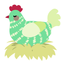 A spring and apple chicken with a bar pattern