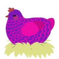 A violet and fuchsia chicken with a lace pattern
