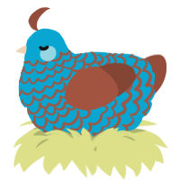 A cerulean and russet chicken with a lace pattern