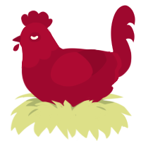 A maroon chicken with a head pattern