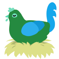 pea, a viridian and sky chicken