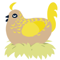 A beige and yellow chicken with a half-lace pattern