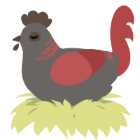 A grey and red chicken with a neck-band pattern