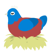 A red and sapphire chicken with a head pattern