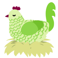A apple and grass chicken with a lace pattern